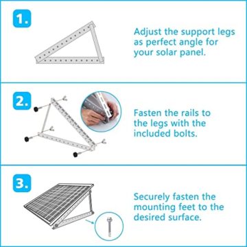 2 Paar Solarpanel Halterung 45 zoll, Universal Solarmodul Halterung Flachdach für Solarpanel 100W-600W mit eintsellbarem Neigungswinkel,Solarpanel Befestigung, eigbare Halterungen 1140MM - 4