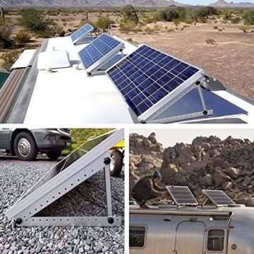 2 Paar Solarpanel Halterung 45 zoll, Universal Solarmodul Halterung Flachdach für Solarpanel 100W-600W mit eintsellbarem Neigungswinkel,Solarpanel Befestigung, eigbare Halterungen 1140MM - 6