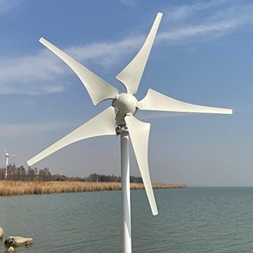 600W Windturbine mit 5 Flügeln 12V 24V 48V Windkraftanlage mit MPPT Regler geräuscharm Windgenerator für Zuhause (12V mit Controller) - 2