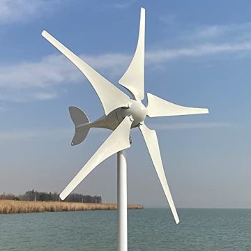 600W Windturbine mit 5 Flügeln 12V 24V 48V Windkraftanlage mit MPPT Regler geräuscharm Windgenerator für Zuhause (12V mit Controller) - 1