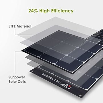 ALLPOWERS 200W Faltbares Solarpanel Monokristalline Solarmodule Tragbares Solarpanel Solarladegerät mit MC-4 Ausgang + Montagehalterung für Outdoor Solargenerator Camping und Garten Wohnmobil - 2