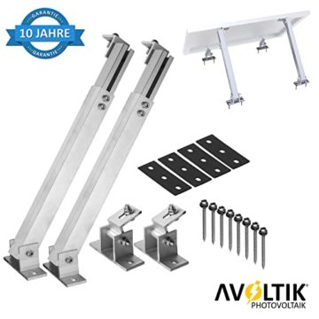 Avoltik Solarmodul Halterung für Flachdach, Dach, Wand, Boot, Wohnmobil, Winkel 0°-60°, Alu Aufständerung für PV, Solarmodul, Solarpanel für Balkonkraftwerk Wandhalterung Halter Balkon Photovoltaik - 2