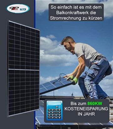 Balkonkraftwerk 800W Steckdose mit Halterungen für Flachdach- Solaranlage Komplettset - Die Originale Balkon Solaranlage - 2x 385W Solarmodule (800W mit Wand/Dachbefestigung) - 4
