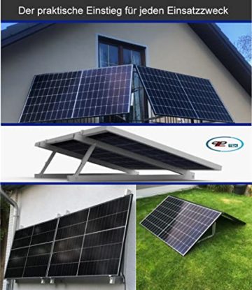 Balkonkraftwerk 800W Steckdose mit Halterungen für Flachdach- Solaranlage Komplettset - Die Originale Balkon Solaranlage - 2x 385W Solarmodule (800W mit Wand/Dachbefestigung) - 7
