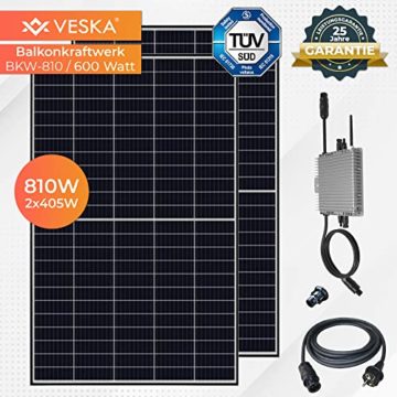 Balkonkraftwerk 810 W / 600 W Photovoltaik Solaranlage Steckerfertig WIFI Smarte Mini-PV Anlage 600 Watt genehmigungsfrei, Schwarz - 2