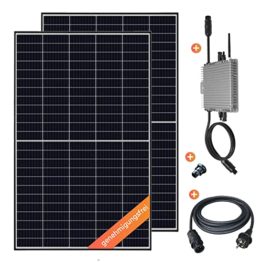 Balkonkraftwerk 810 W / 600 W Photovoltaik Solaranlage Steckerfertig WIFI Smarte Mini-PV Anlage 600 Watt genehmigungsfrei, Schwarz - 1