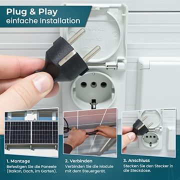 Balkonkraftwerk 810 W / 600 W Photovoltaik Solaranlage Steckerfertig WIFI Smarte Mini-PV Anlage 600 Watt genehmigungsfrei, Schwarz - 5