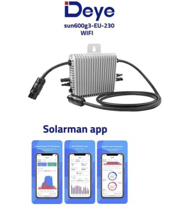 Balkonkraftwerk Schwarz 600W Set mit 2x385W (770W) Solarpanel und Deye Mikrowechselrichter Sun600G3 mit Wifi. 230V Plug'n'Play Solaranlage/Balkonanlage für Steckdose - 7