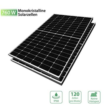 CamperGold 760W Balkonkraftwerke Komplettset Stockschrauben Hochkant 10 M Schukostecker - Photovoltaik Solaranlage Komplettset - 2