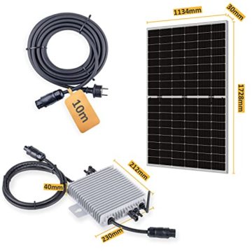 DUR-line Balkonkraftwerk 600W Komplettset mit 830W PV-Leistung und 10m Schuko-Anschlusskabel zum Einstecken in die Steckdose - WiFi Fernüberwachung, Mini-Solaranlage, Bifaziale N-TOPCon Zell Module - 3