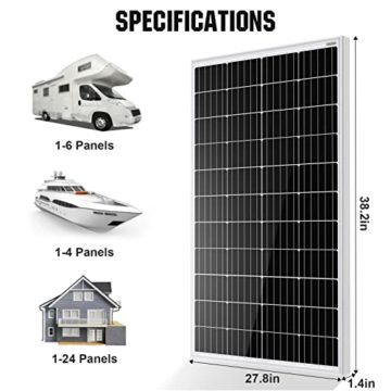 ECO-WORTHY 2 kW·h Solarsystem 480W 24V mit Wechselrichter und Batterie netzunabhängig für Wohnmobil: 4 Stücke 120W Solarmodul + 60A Laderegler + 2 Stücke 50Ah Lithiumbatterie + 1500W Wechselrichter - 5
