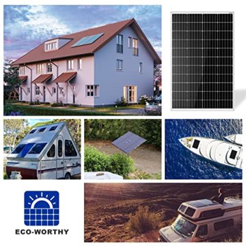 ECO-WORTHY 240 Watt Solarpanel kit Off-Grid System: 2 Stück 120W monokristalline Solarmodule mit 30A LCD Laderegler + Solarkabel + Montageklammern für Wohnmobil, Camping - 6