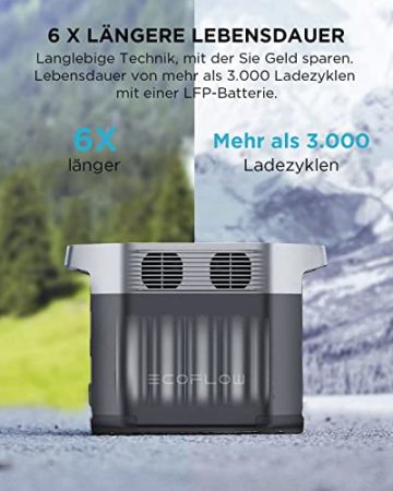 EcoFlow DELTA 2 tragbare Powerstation mit 220W Solar Panel, balkonkraftwerk mit speicher solaranlage balkon und Schnellladung als Solargenerator für die Stromversorgung, für Camping und Wohnmobile - 6