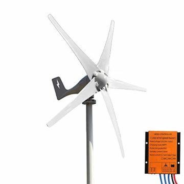 FLTXNY POWER Windkraftanlage Horizontal 600W DC 12V Windturbine Mit Mppt Laderegler Windgenerator Kit mit 5 Blätter, Für Zuhause Bauernhof Fabrik Boot Strand - 1