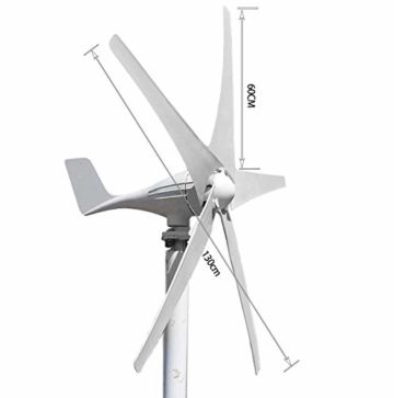FLTXNY POWER Windkraftanlage Horizontal 600W DC 12V Windturbine Mit Mppt Laderegler Windgenerator Kit mit 5 Blätter, Für Zuhause Bauernhof Fabrik Boot Strand - 6