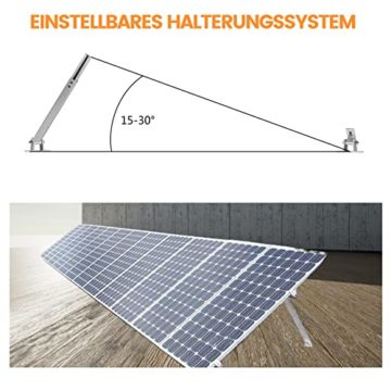 FONDUO Solarmodul Halterung, Solarpanel Halterung Aufständerung Solarmodul für Balkonkraftwerk Flachdach Wand, Einstellbar Neigungswinkel 15-30° Klemme zur Montage Von PV-Photovoltaik und Stützen - 6