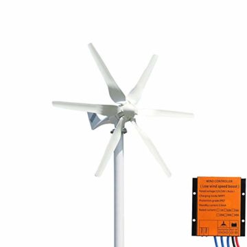 Genway 12V 24V 48V 800W Windgenerator Windkraftanlage Horizontaler Windturbine mit 6 Flügeln und kostenlosem MPPT Controller für Zuhause - 2