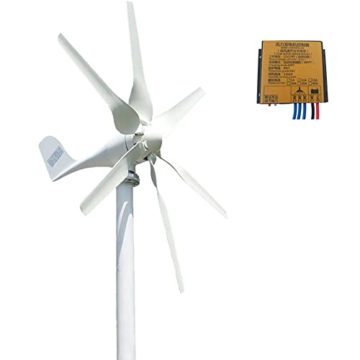Genway 800W 24V Windkraftanlage Generator Power Kit mit Hybrid MPPT Laderegler 6 Blätter Horizontal Achse Windgenerator für Marine/Haushalt - 1