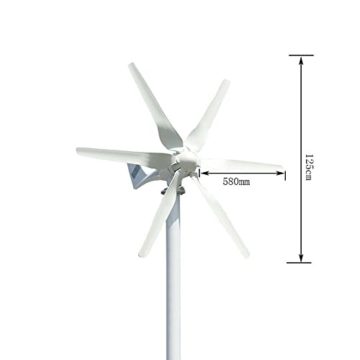 Genway Windturbogenerator,800W Kleine Windkraftanlage Mit 6 Blättern Für Industrielle Energiegeräte Windmühle Power Kits 12V mit MPPT Laderegler - 2