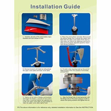 LENJKYYO Windgenerator Power-Turbine, 12V 400W Vertikal 3-Klinge mit Regler, Vertikale Windgenerator Windrad Windturbine Windkraftanlage mit Regler Wendel Windkraftanlage - 6