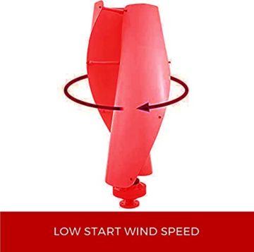 LiuSj JUnSt Windturbinengenerator, 220 V 2000W tragbarer vertikaler Helix Windkraft -Turbinengenerator -Kit mit Ladung Controller - Rot,220v - 2
