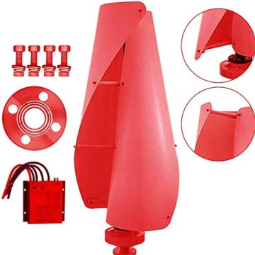 LiuSj JUnSt Windturbinengenerator, 220 V 2000W tragbarer vertikaler Helix Windkraft -Turbinengenerator -Kit mit Ladung Controller - Rot,220v - 5