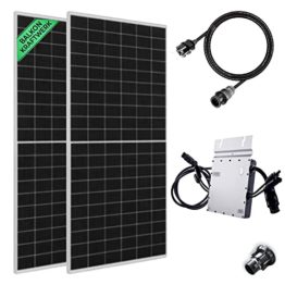 PIANETA 760W / 600W Balkonkraftwerk komplett Set 2 x 380w Solarmodule der Marke JA Solar einem Wechselrichter Hoymiles HM-600, plus 5 m Schukokabel für die Steckdose - 1