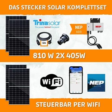 Rhaup Trinasolar Solaranlage »Balkonkraftwerk 810/600 Watt Photovoltaik Mini-PV Anlage«, 600,00 W, Monokristallin, PERC Technologie, Antireflexbeschichtung - 6