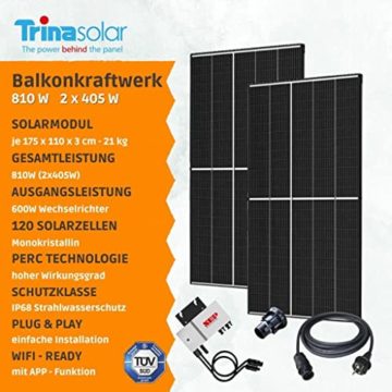 Rhaup Trinasolar Solaranlage »Balkonkraftwerk 810/600 Watt Photovoltaik Mini-PV Anlage«, 600,00 W, Monokristallin, PERC Technologie, Antireflexbeschichtung - 8