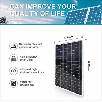 Solar-Wind-Set 600 W, 12 V, komplettes Set mit 2000 W Wechselrichter: 1 x 400 W Windturbinengenerator und 2 x 100 W Mono-Solarmodul, hohe Effizienz, PWM-Laderegler und Kabel und Halterung - 3
