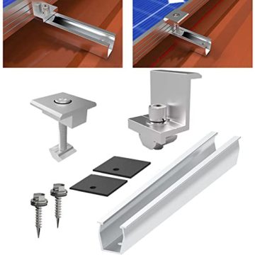 Solarmodul Halterung Kit, Solarpanel Zubehör für Dach Balkonkraftwerk, Befestigung Solarmodul Für Solar Panel, PV Anlage Set für Modulhöhe 30 mm - 6