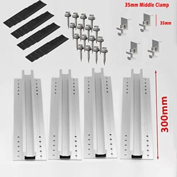 Solarmodul Halterung Kit, Solarpanel Zubehör für Dach Balkonkraftwerk, Befestigung Solarmodul Für Solar Panel, PV Anlage Set für Modulhöhe 35 mm - 8