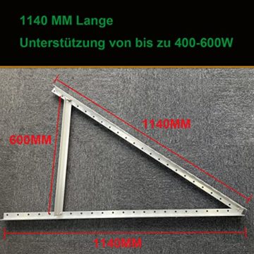 Solarpanel Halterung Groß, 45 Zoll Solarmodul Halterung,1140mm Befestigung solarmodul, Dachhalterungen Solarmodule unterstützt 400W-600W PV, balkonkraftwerk halterung balkon Aufständerung - 4