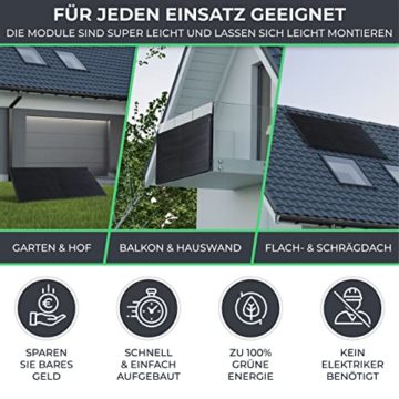 Solarway Balkonkraftwerk 400W Komplett Steckdose | Solaranlage Komplettset | 1x395W JaSolar-Module, DEYE Wechselrichter 300W mit APP/WIFI + Zubehör | Plug&Play - 5