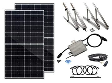 Trango komplett Set Plug & Play Balkonkraftwerk ST-0600W-BK3 inkl. 600-Watt Mikro-Wechselrichter, 2x 400Wp Solarpanel, 1x 3m Anschlusskabel, Betteri BC01 Female & Endkappe, Solaranlage VDE-AR-N 4105 - 1
