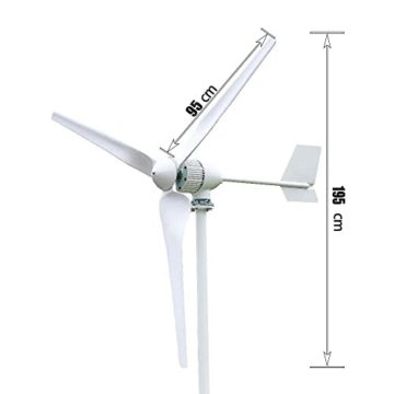 Windkraftanlage 2000W Windgenerator 24V 48V Windturbine 3-Klingen Windkraft Generator -mit MPPT Laderegler Stromwindrad Wind Stromerzeuger für Heimen Wohnmobilen - 7