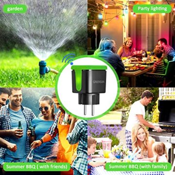 WLAN Steckdose Outdoor GreenSun misst den Stromverbrauch Gartensteckdose Außensteckdose Smart Steckdose Strommessgerät WiFi mit APP Stromzähler Stromverbrauchszähler Wasserdicht - 5