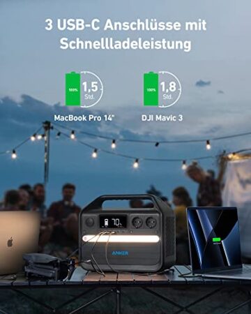 Anker 555 Powerstation mit 2*100W Solarpanel, 1024Wh LiFePO4 Batterien, 1000W tragbare Solargenerator, 3 USB-C PD Anschlüsse mit 100W, Balkon Solaranlage, Powerhouse für Camping, Stromausfälle, Balkon - 5