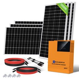 ECO-WORTHY 4 kW·h/Tag Solarpanel System Stromversorgung für Netzunabhängige Haushalte 1000W 24V: 6 Stücke 170W Monokristallines Solarmodul + 3000W 24V-220V All-in-One-Maschine Invertersteuerung - 1
