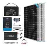 Renogy Solaranlage Komplettset,Balkonkraftwerk Inselanlage 1050W 12V 4Kwh Garten,Balkon,Dach:6*175W Solarpanels,1*2000W Reiner Sinus Wechselrichter,2*100Ah Batterie Bluetooth,100A MPPT Laderegler - 1