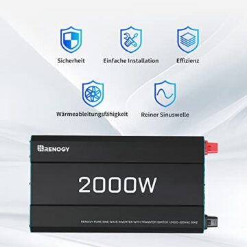 Renogy Solaranlage Komplettset,Balkonkraftwerk Inselanlage 1050W 12V 4Kwh Garten,Balkon,Dach:6*175W Solarpanels,1*2000W Reiner Sinus Wechselrichter,2*100Ah Batterie Bluetooth,100A MPPT Laderegler - 7