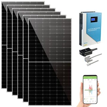 revolt Solar Komplett: 3,3kW (6x550W) MPPT-Solaranlage + 5,5kW Hybrid-Wechselrichter (PV Komplettanlage) - 1